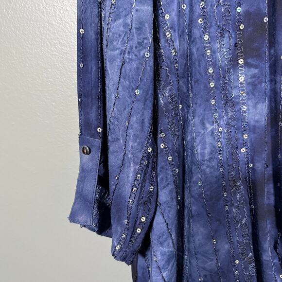 Sami & Jo Women's Blue Boho Sequin Tie Dye Twist Front Top - Size XL - Dopamine - Picture 4 of 7